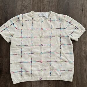 Alfred Dunner Plaid Button Down Shirt - Cream Multicolor